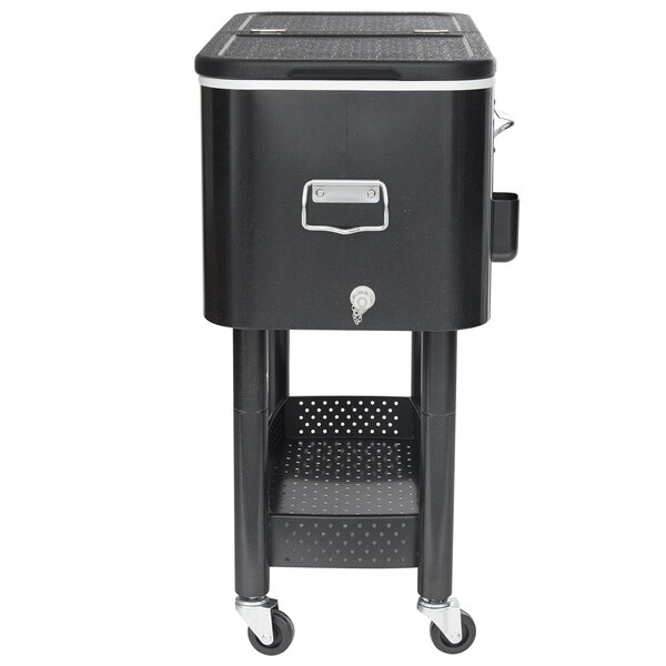 Choice 65 Qt. Black Beverage Cooler Cart 31 1/8" x 15 3/8" x 32 11/16"