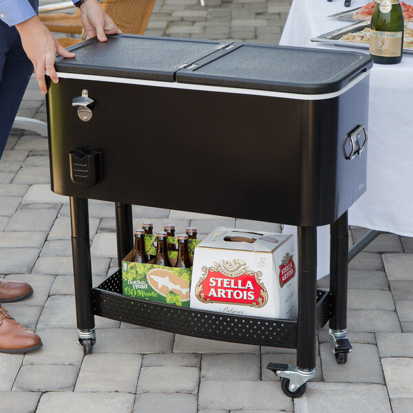 Choice 65 Qt. Black Beverage Cooler Cart 31 1/8" x 15 3/8" x 32 11/16"