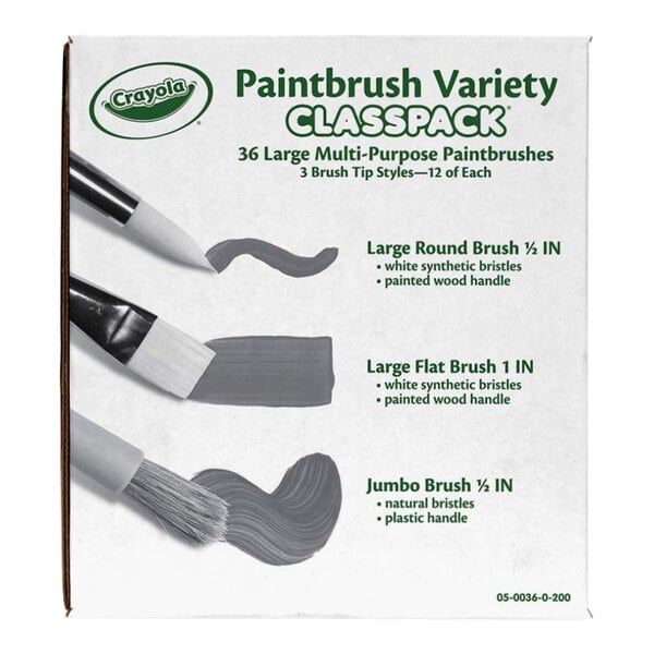 A box displaying three types of paintbrushes with sample brush strokes and descriptive text about their features.