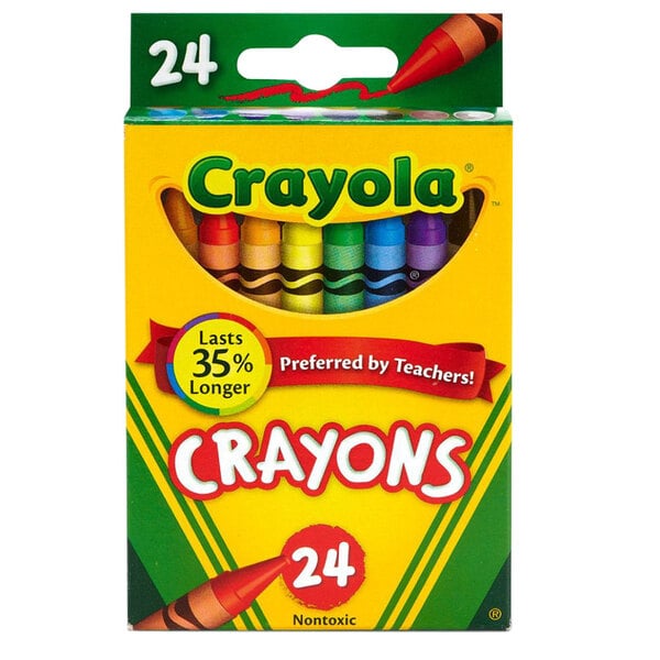 A box of 24 Crayola crayons.