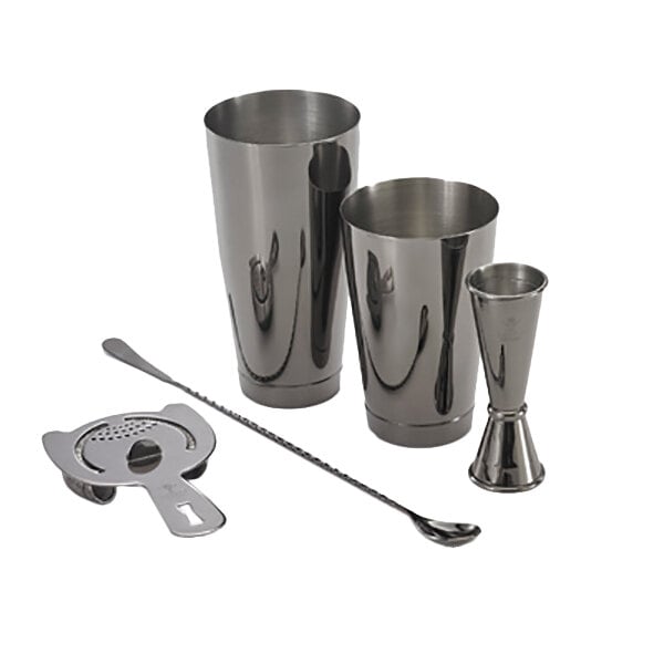 Cocktail Mixology Shaker Set Black Gun Metal - 16-Piece Bartender