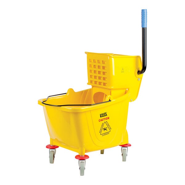 Makula 36 Qt. Yellow Plastic Mop Bucket & Side Press Wringer Combo