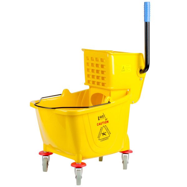 Wringer Bucket for Mop Plastic Down Pressure Squeeze Yellow  New   L2484 