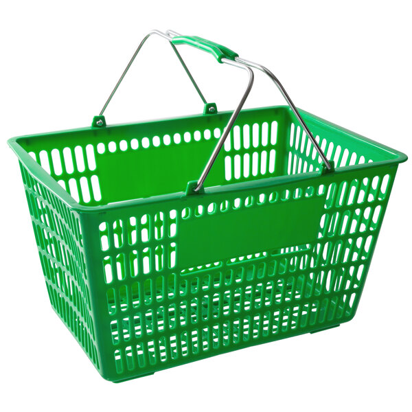 Regency Green 18 11/16 x 12 3/8 Plastic Grocery Market Shopping Basket