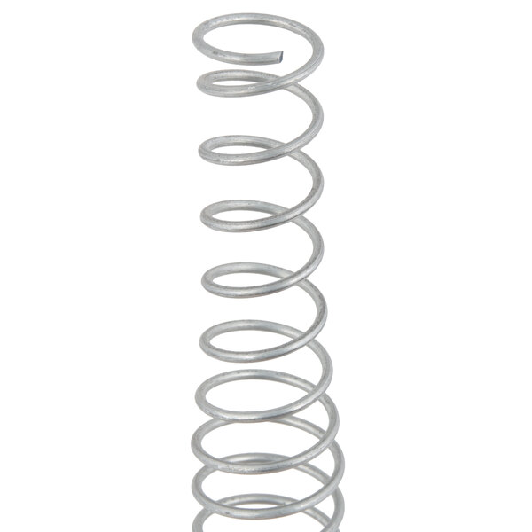 A metal spring with a spiral on a white background.