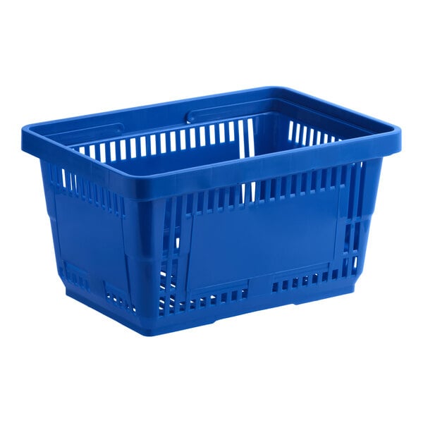 Regency Blue 16 3/4" x 11 13/16" Plastic Grocery Market Shopping Basket with Plastic Handles
