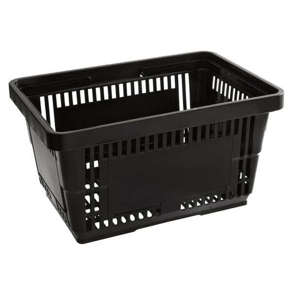 A black plastic Regency shopping basket with plastic handles.