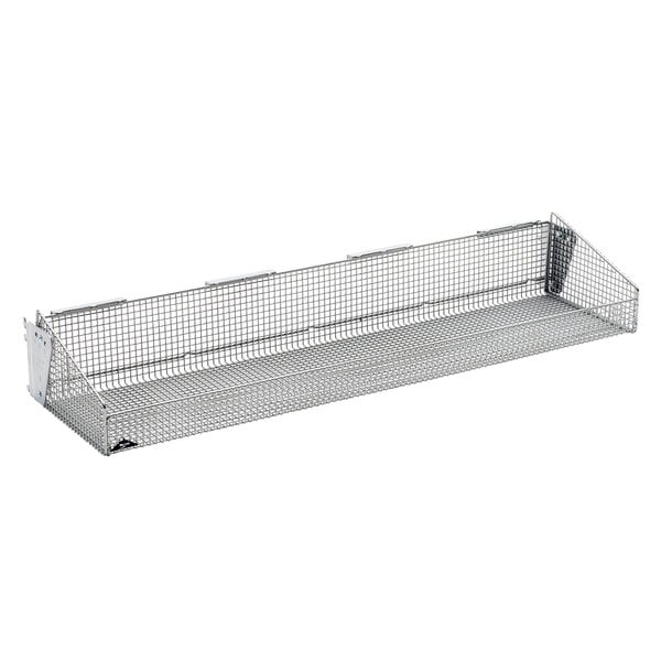 A Metro qwikSIGHT wire mesh shelf with mounting brackets.