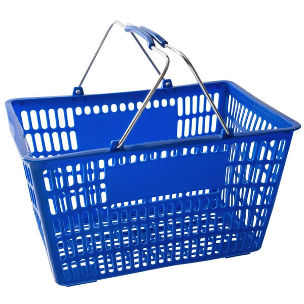 Large Blue Plastic Shopping Basket - 18 3/4 in. W x 12 1/2 in.