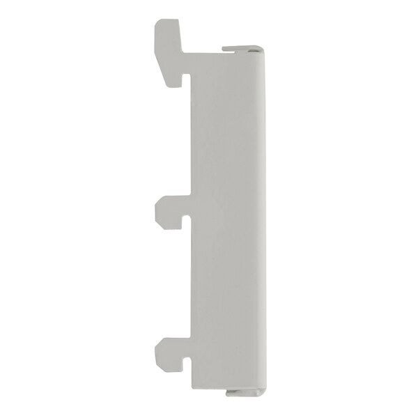 A white plastic Metro qwikSIGHT louvered panel frame bracket.