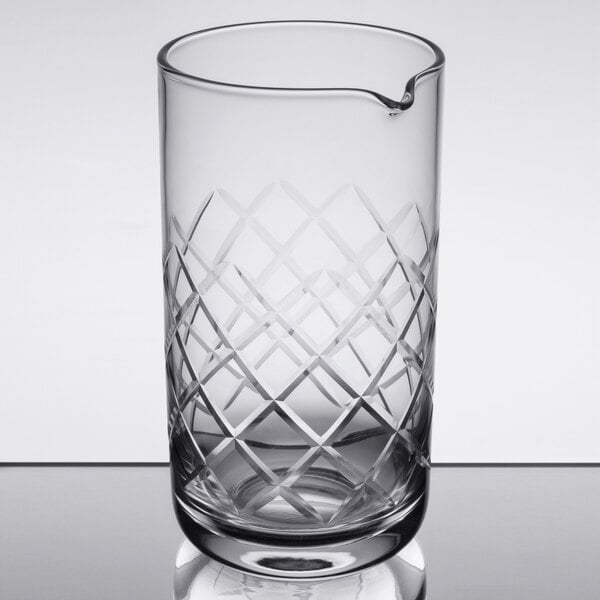 An American Metalcraft Diamond Cut mixing glass with a diamond pattern.