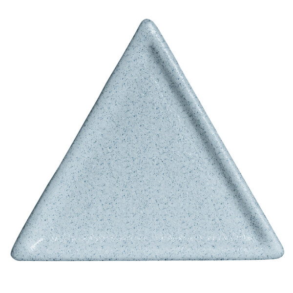 A close-up of a G.E.T. Enterprises Bugambilia triangle disc platter with a sky blue granite design.