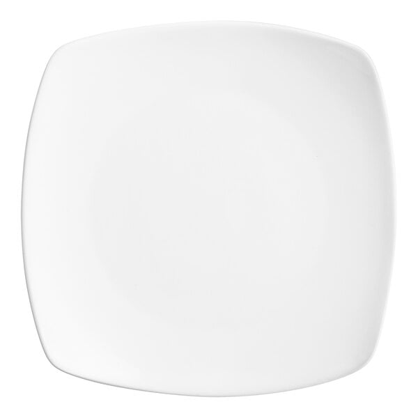 An Acopa bright white square porcelain coupe plate.
