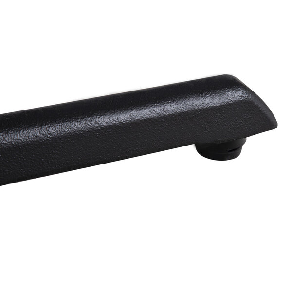 A black cast iron end column table base with self-leveling feet.