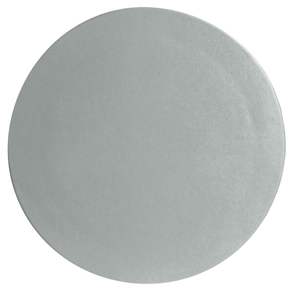 A white textured steel G.E.T. Enterprises round disc.