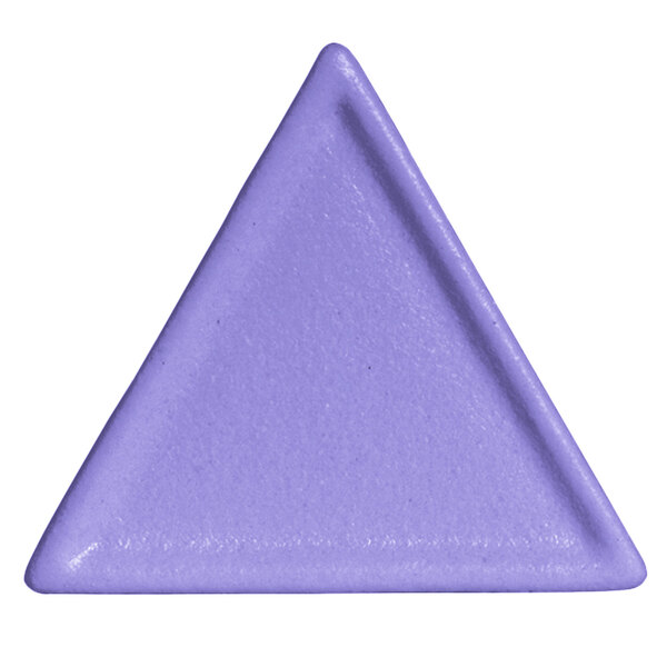 A lavender triangle G.E.T. Enterprises buffet platter with a smooth finish.