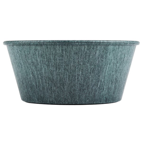 A green polyethylene ramekin.