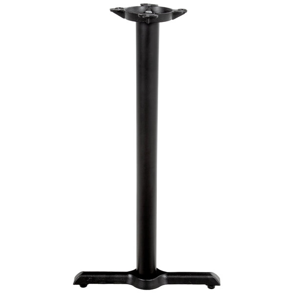 A black Lancaster Table & Seating bar height end column table base.