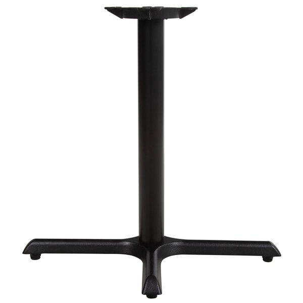 A Lancaster Table & Seating black cast iron table base with pedestal column and self-leveling feet.