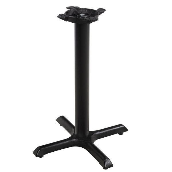 Black steel cross base table base with self-leveling feet
