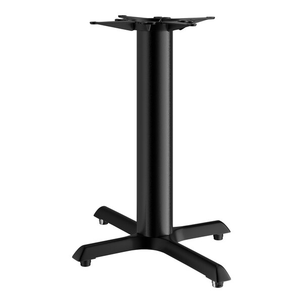 A black metal Lancaster Table & Seating table base with four legs.