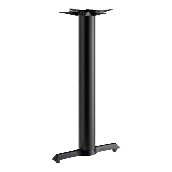 Lancaster Table & Seating Cast Iron 5" x 22" Black 4 1/2" Bar Height End Column Table Base with Self-Leveling Feet