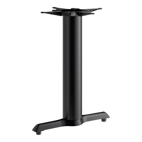 Lancaster Table & Seating Cast Iron 5" x 22" Black 4 1/2" Standard Height End Column Table Base with Self-Leveling Feet