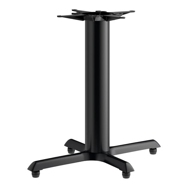 Lancaster Table & Seating Cast Iron 22" x 30" Black 4 1/2" Standard Height Column Table Base with FLAT Tech Equalizer Table Levelers