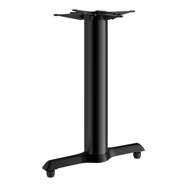 A black cylindrical Lancaster Table & Seating end table base.