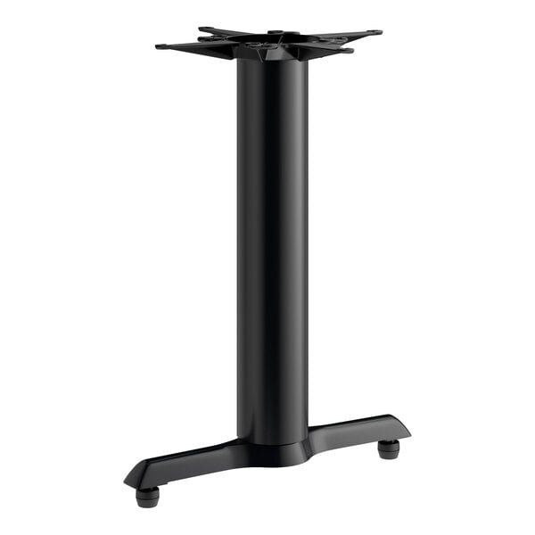 Lancaster Table & Seating Cast Iron 5" x 22" Black 4 1/2" Standard Height End Column Table Base with FLAT Tech Equalizer Levelers