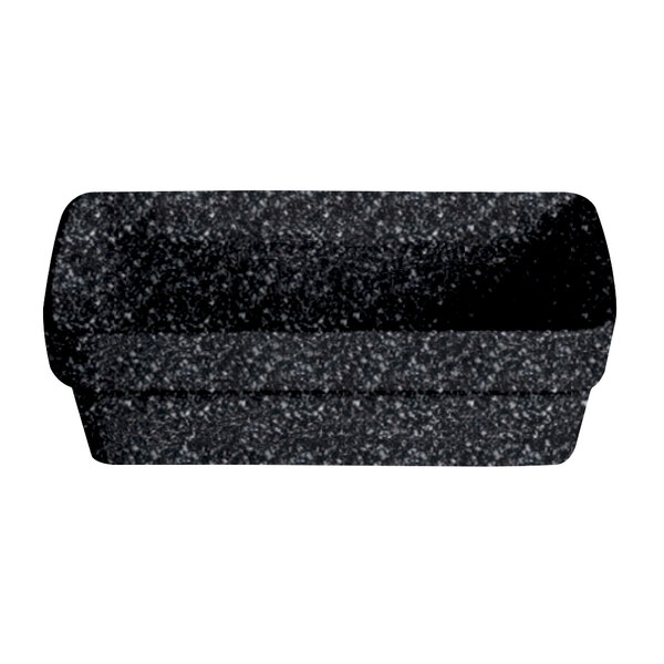 A black rectangular G.E.T. Enterprises Bugambilia resin-coated aluminum buffet bowl.