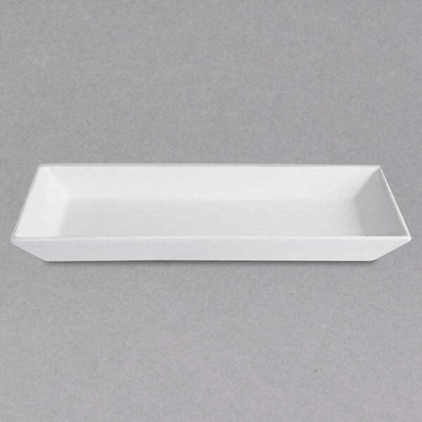 A white rectangular G.E.T. Enterprises Bugambilia medium deep platter.