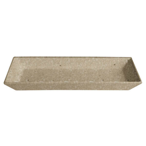 A rectangular G.E.T. Enterprises Bugambilia platter with a sand granite finish.