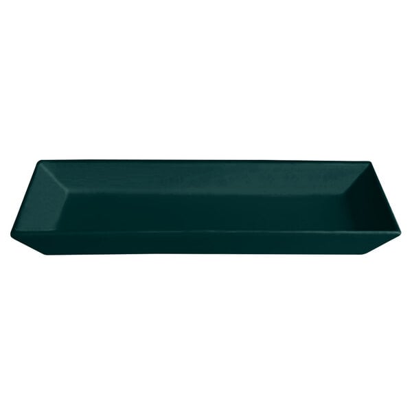 A rectangular forest green tray with a textured finish.