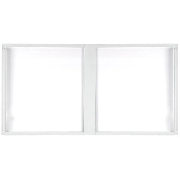 A white rectangular sliding lid set with a black handle.