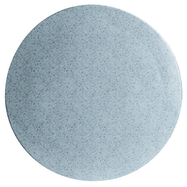 A sky blue G.E.T. Enterprises Bugambilia small round disc with a speckled pattern.