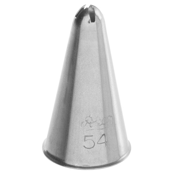 An Ateco cross-top pastry tip with a metal cone and a number 54 on it.