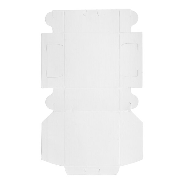 A flat, unfolded white cardboard bakery or pie box designed for easy assembly and customization.