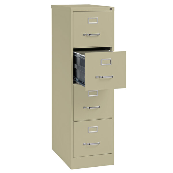 Hirsh Industries 17545 Putty Four Drawer Vertical Letter File Cabinet 15 X 25 X 52