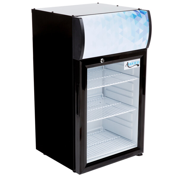 Avantco Sc 40 Black Countertop Display Refrigerator With Swing Door