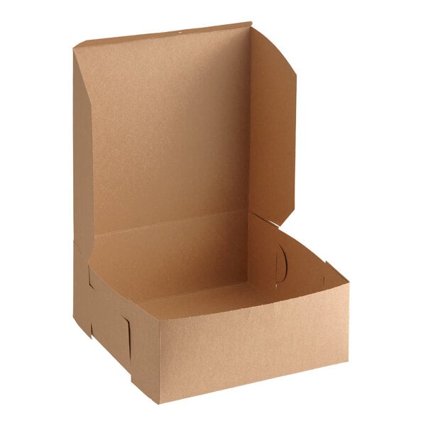 10" x 10" x 4" Kraft Customizable Cake / Bakery Box - 10/Pack