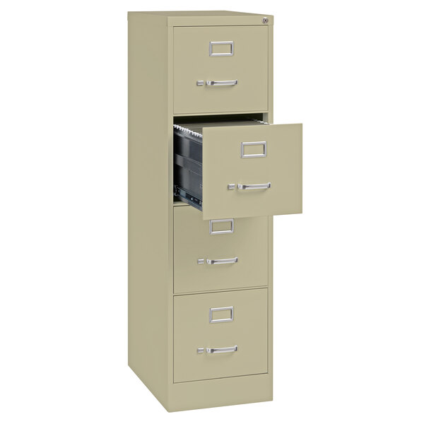 Hirsh Industries 17891 Putty Four Drawer Vertical Letter File Cabinet 15 X 22 X 52