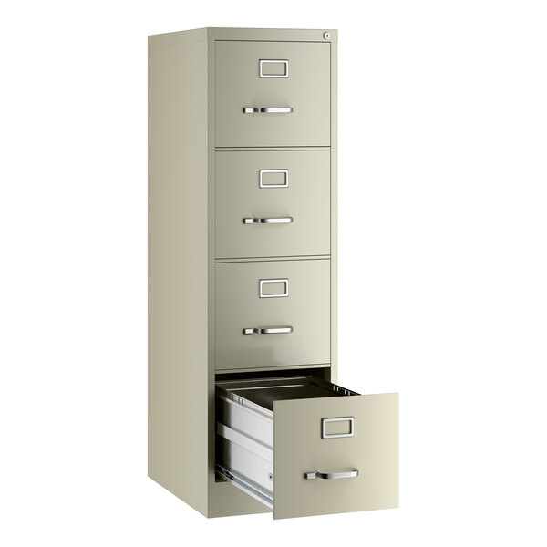 Hirsh 17891 Putty Four-Drawer Vertical Letter File Cabinet - 15" x 22" x 52"
