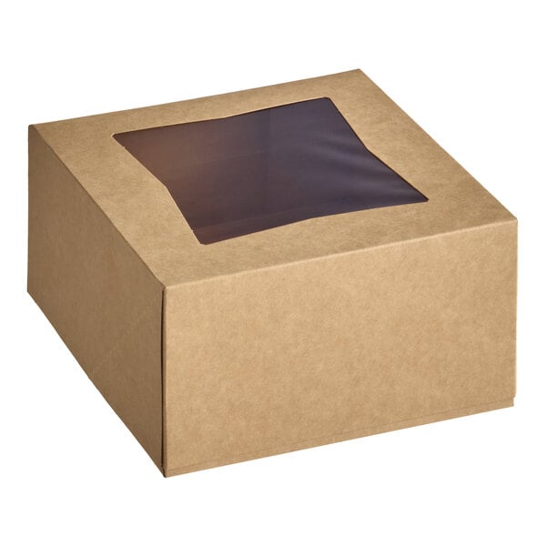 Baker's Lane 8" x 8" x 4" Kraft Auto-Popup Window Cupcake Box with 4 Slot Insert - 10/Pack