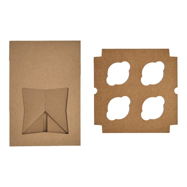 Baker's Lane 8" x 8" x 4" Kraft Auto-Popup Window Cupcake Box with 4 Slot Insert - 10/Pack