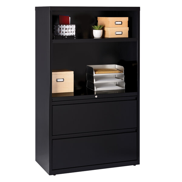 Hirsh Industries 16778 Black Two Drawer Lateral Combination File Cabinet 36 X 18 5 8 X 60