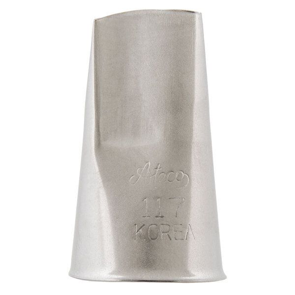 A silver metal Ateco piping tip with the number 17 on it.