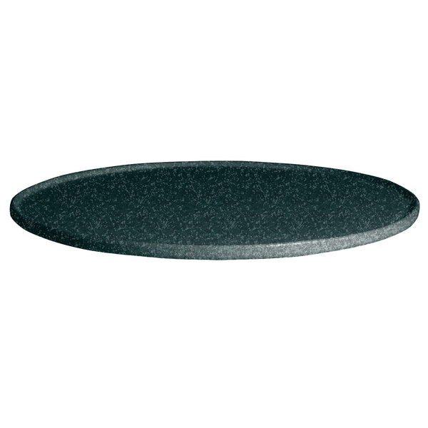 A black round G.E.T. Enterprises Bugambilia disc with a jade granite finish and a rim.