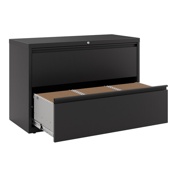 Hirsh 17457 Black Two-Drawer Lateral File Cabinet - 42" x 18 5/8" x 28"