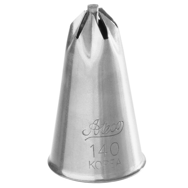 A stainless steel Ateco drop flower piping tip with the number 14.